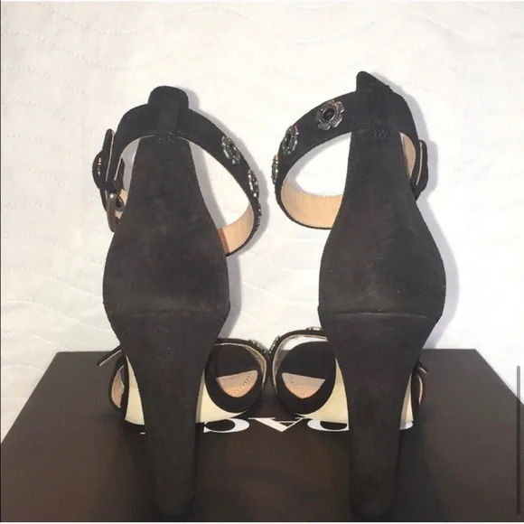 Coach Black Heeled Sandals Size 9 NWT